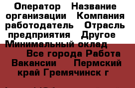 Оператор › Название организации ­ Компания-работодатель › Отрасль предприятия ­ Другое › Минимальный оклад ­ 25 000 - Все города Работа » Вакансии   . Пермский край,Гремячинск г.